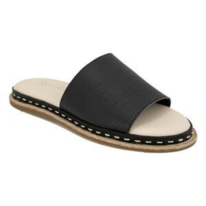 Splendid Calipso Sandal Black Leather Slide Open Toe Wide Strap Flat‎ 8.5